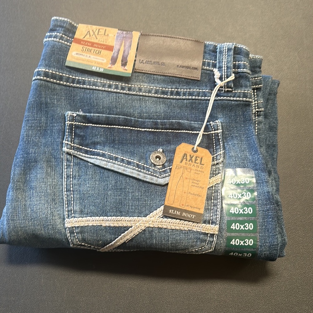 T.K Axel slim boot stretch jeans size 40 x 30 NWT